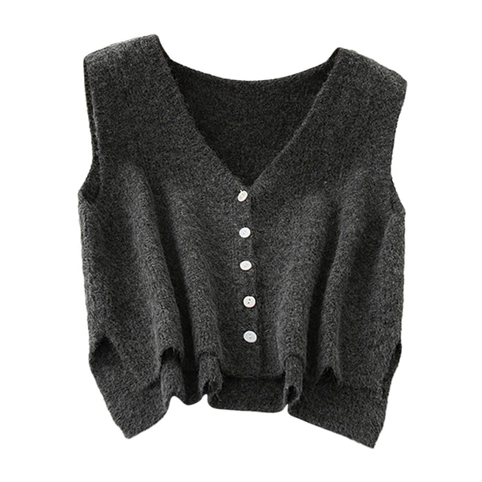 Women Sweater Vest Breathable V Neck Casual Fashion Jumpers Sleeveless Gilet Gray