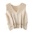 Women Sweater Vest Breathable V Neck Casual Fashion Jumpers Sleeveless Gilet Apricot