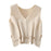 Women Sweater Vest Breathable V Neck Casual Fashion Jumpers Sleeveless Gilet Apricot