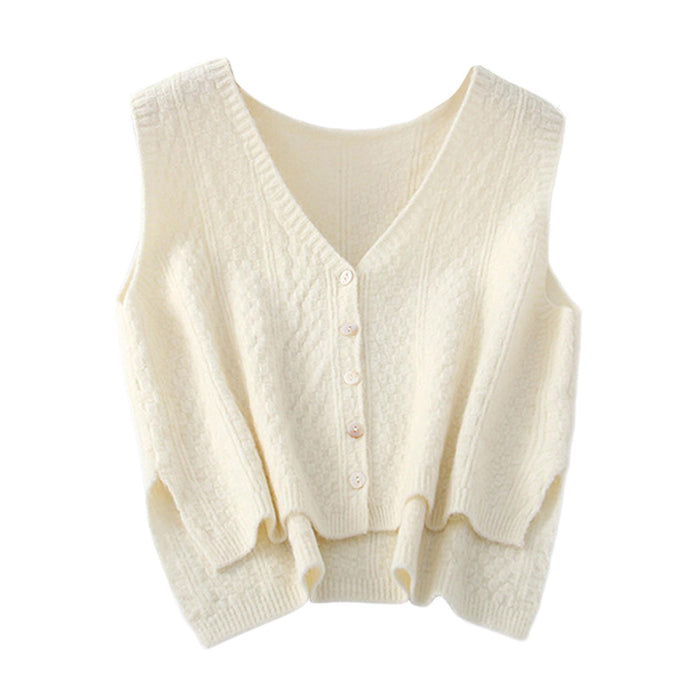 Women Sweater Vest Breathable V Neck Casual Fashion Jumpers Sleeveless Gilet White