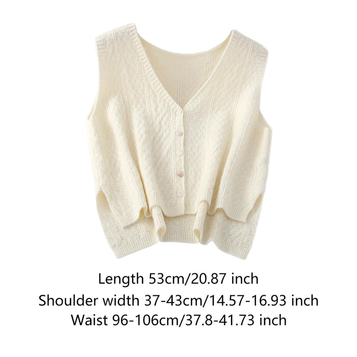 Women Sweater Vest Breathable V Neck Casual Fashion Jumpers Sleeveless Gilet White