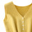 Women Sweater Vest Breathable V Neck Casual Fashion Jumpers Sleeveless Gilet Yellow