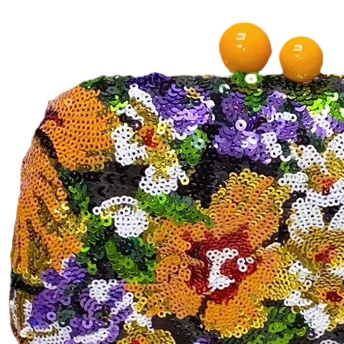 Glitter Clutch Retro Design Flower Crossbody Bag for Party Banquet Night Out