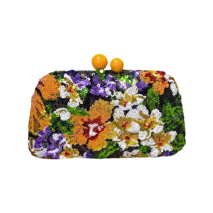 Glitter Clutch Retro Design Flower Crossbody Bag for Party Banquet Night Out