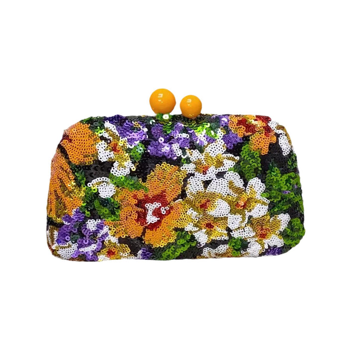 Glitter Clutch Retro Design Flower Crossbody Bag for Party Banquet Night Out