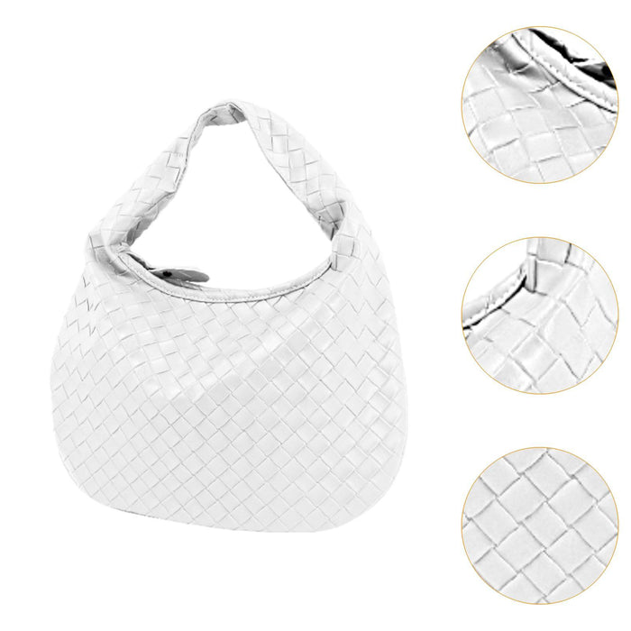 Women Shoulder Bag Trendy Female Zipper Tote Bag for Commuting Street Summer White