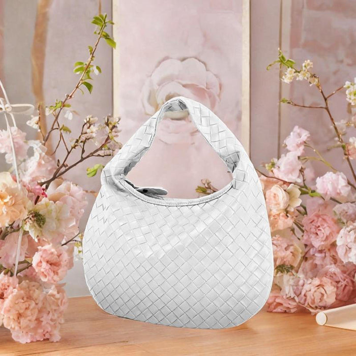 Women Shoulder Bag Trendy Female Zipper Tote Bag for Commuting Street Summer White