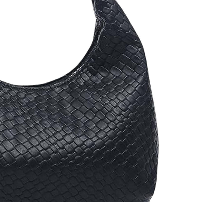 Women Shoulder Bag Handbag Female Casual Braided for Commuting Travel Spring Black