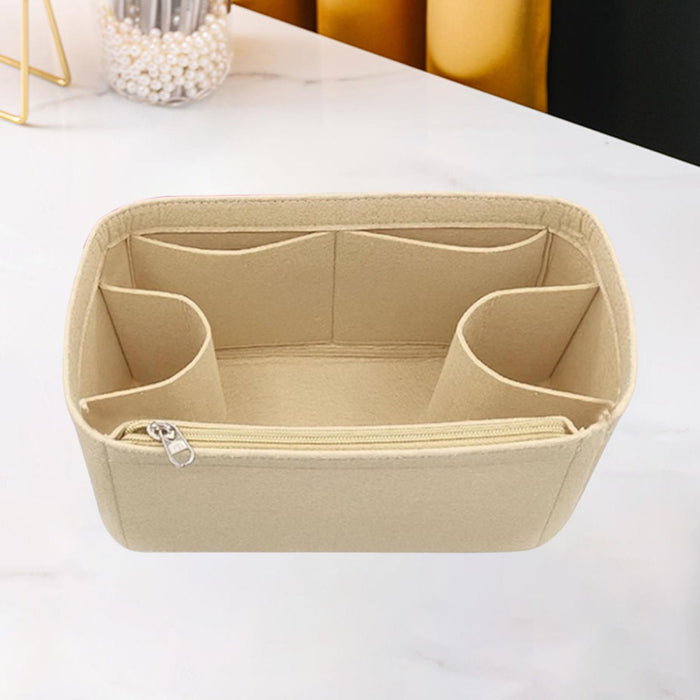 Purse Organizer Insert for Handbags Shaper Felt Bag Organizer for Tote Purse Light Beige M