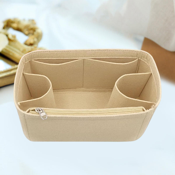 Purse Organizer Insert for Handbags Shaper Felt Bag Organizer for Tote Purse Light Beige L