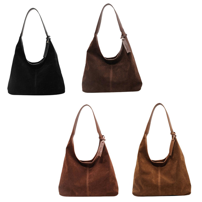 Suede Bag Handbag Underarm Bag Large Top Handle Bag Purse Tote Bag for Women Black