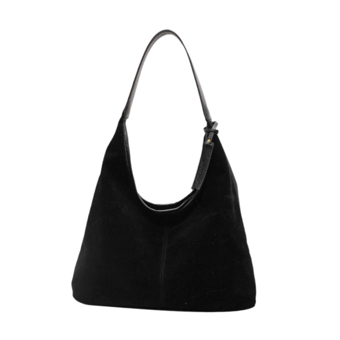 Suede Bag Handbag Underarm Bag Large Top Handle Bag Purse Tote Bag for Women Black