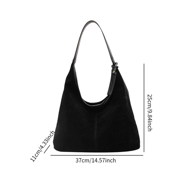 Suede Bag Handbag Underarm Bag Large Top Handle Bag Purse Tote Bag for Women Black