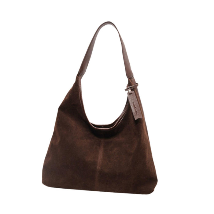 Suede Bag Handbag Underarm Bag Large Top Handle Bag Purse Tote Bag for Women Coffee