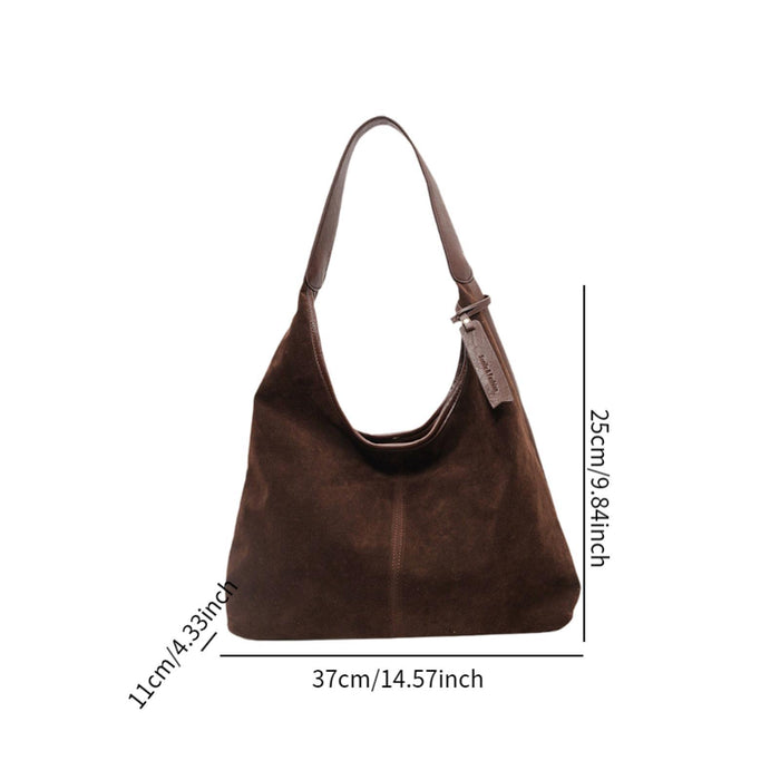 Suede Bag Handbag Underarm Bag Large Top Handle Bag Purse Tote Bag for Women Coffee