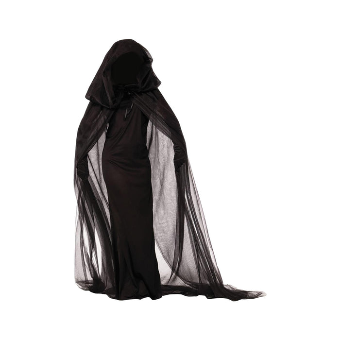 Witch Dress Long Gothic Black Performance Dress up Full Length Vampire Dress Hooded Plain S