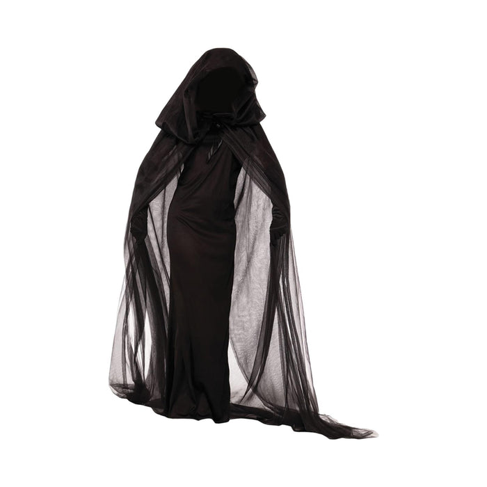 Witch Dress Long Gothic Black Performance Dress up Full Length Vampire Dress Hooded Plain S