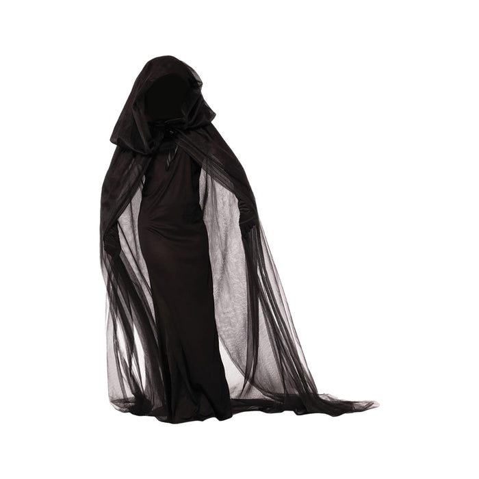 Witch Dress Long Gothic Black Performance Dress up Full Length Vampire Dress Hooded Plain S