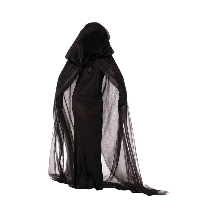 Witch Dress Long Gothic Black Performance Dress up Full Length Vampire Dress Hooded Plain XXL