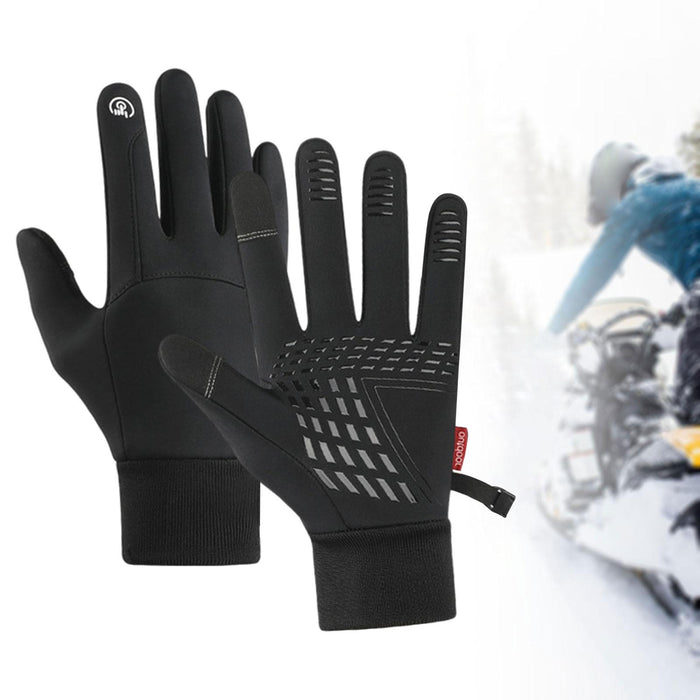 Winter Warm Gloves Skiing Gloves for Outdoor Activities Snowboarding Working L Black