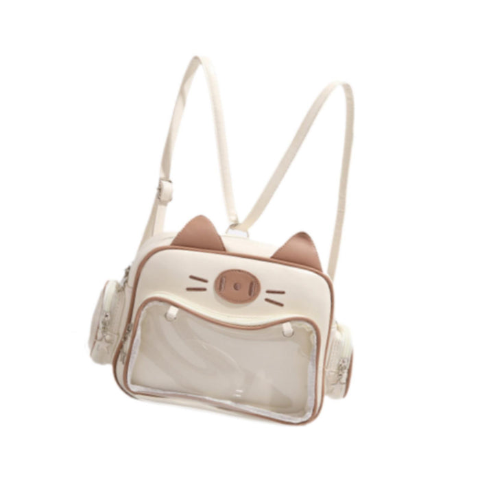 Cat Ita Bag Portable Pin Display Backpack for Halloween Girls Party Supplies Khaki