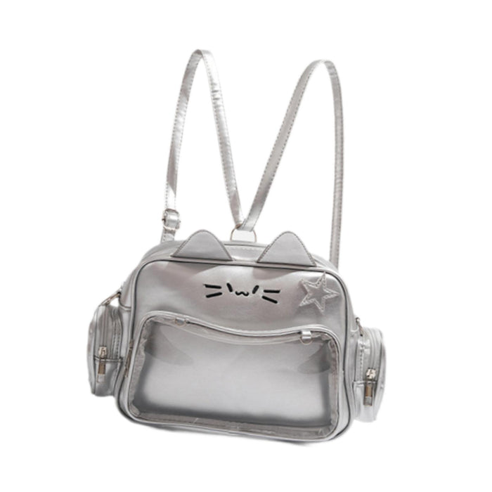 Cat Ita Bag Portable Pin Display Backpack for Halloween Girls Party Supplies Silver