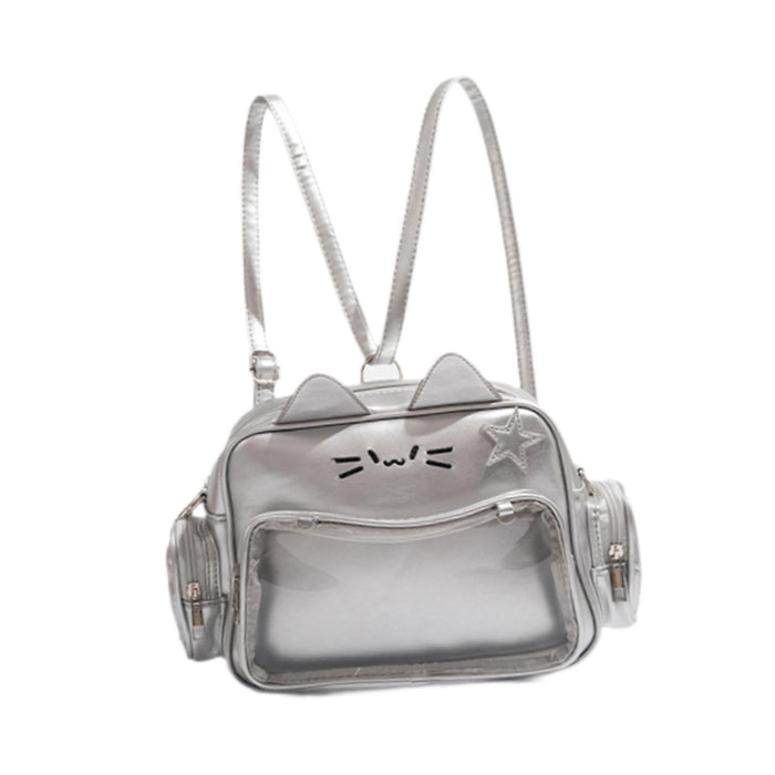 Cat Ita Bag Portable Pin Display Backpack for Halloween Girls Party Supplies Silver