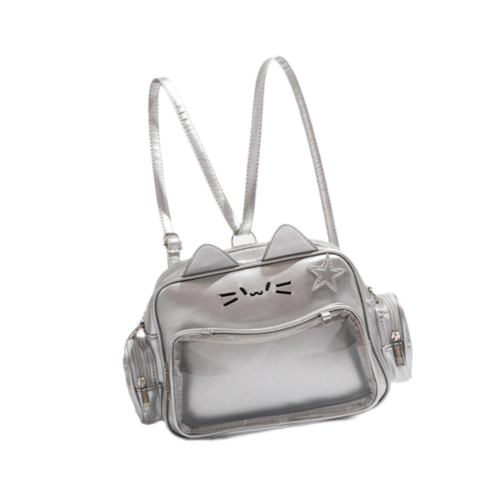 Cat Ita Bag Portable Pin Display Backpack for Halloween Girls Party Supplies Silver