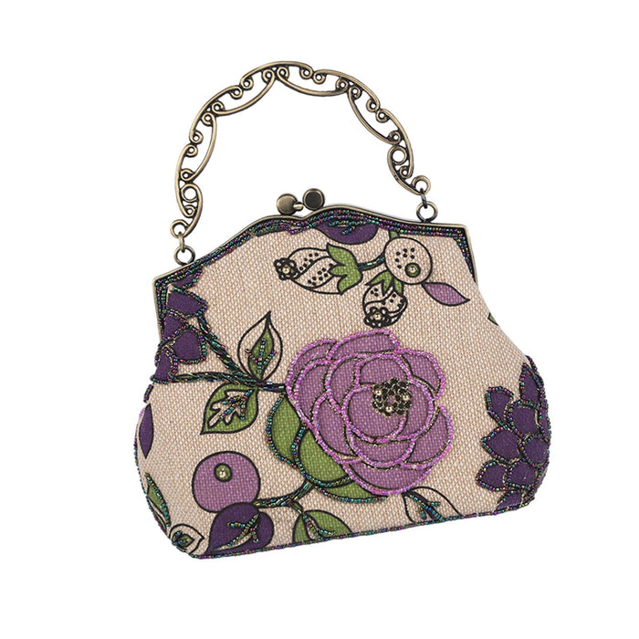 Handmade Bead Embroidery Bag Female for Thanksgiving Commuting Birthday Gift Purple