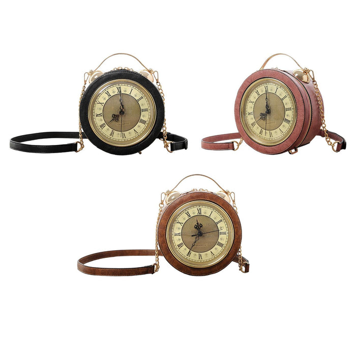 Clock Purse Handbag Crossbody Bag Gift Ladies Fashion Shoulder Bag for Women Black