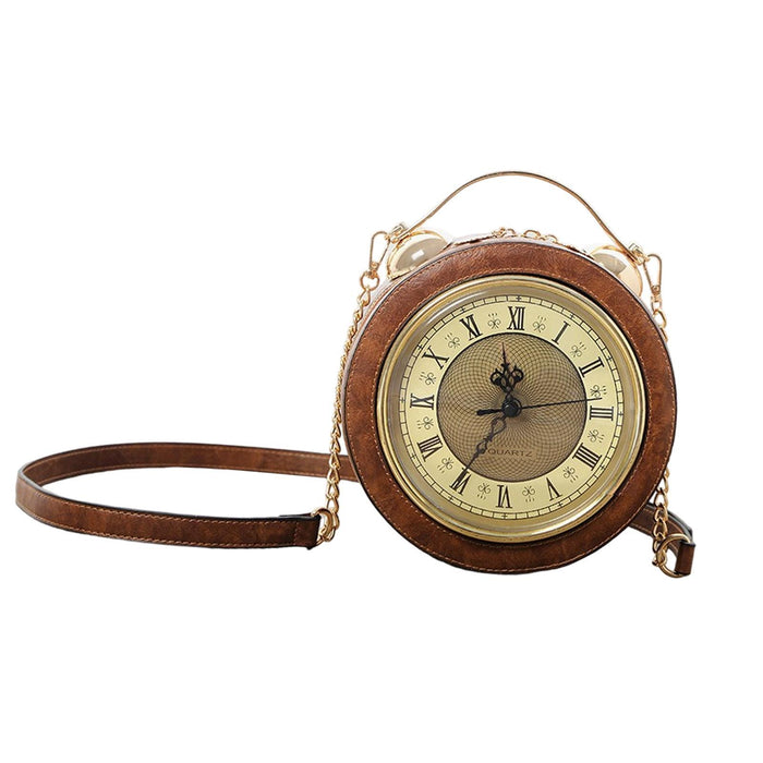 Clock Purse Handbag Crossbody Bag Gift Ladies Fashion Shoulder Bag for Women Caramel Color