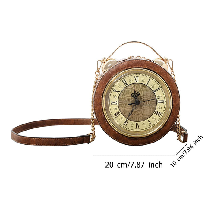 Clock Purse Handbag Crossbody Bag Gift Ladies Fashion Shoulder Bag for Women Caramel Color