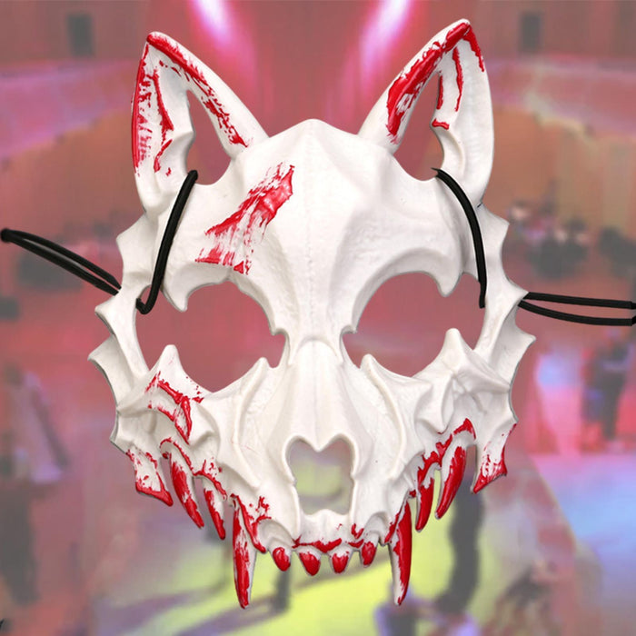 Halloween Wolf Mask Creepy Animal Cosplay for Nightclub Festival Fancy Dress White