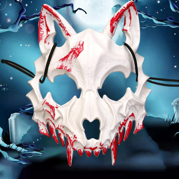 Halloween Wolf Mask Creepy Animal Cosplay for Nightclub Festival Fancy Dress White