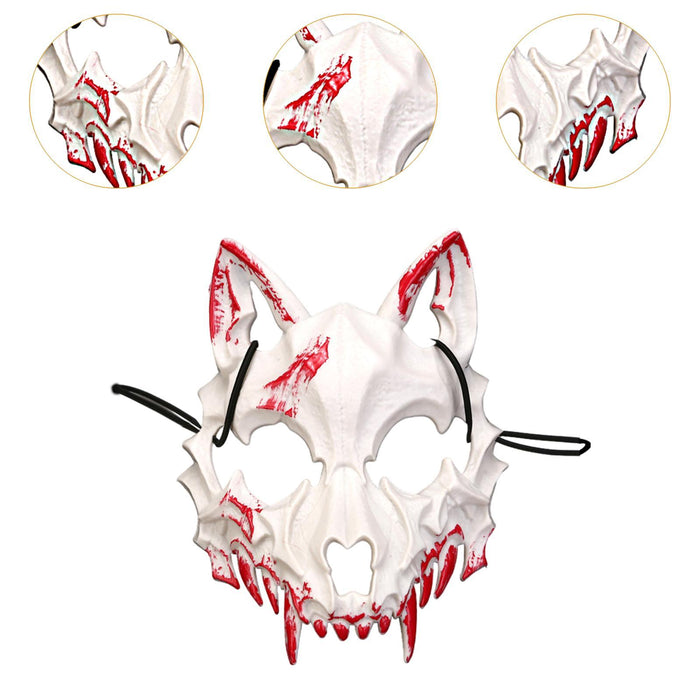 Halloween Wolf Mask Creepy Animal Cosplay for Nightclub Festival Fancy Dress White