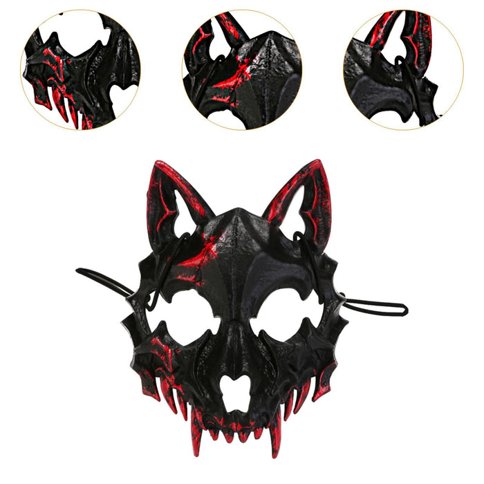 Halloween Wolf Mask Creepy Animal Cosplay for Nightclub Festival Fancy Dress Black