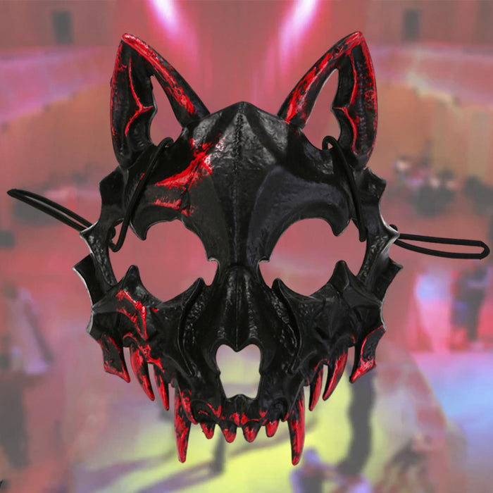 Halloween Wolf Mask Creepy Animal Cosplay for Nightclub Festival Fancy Dress Black