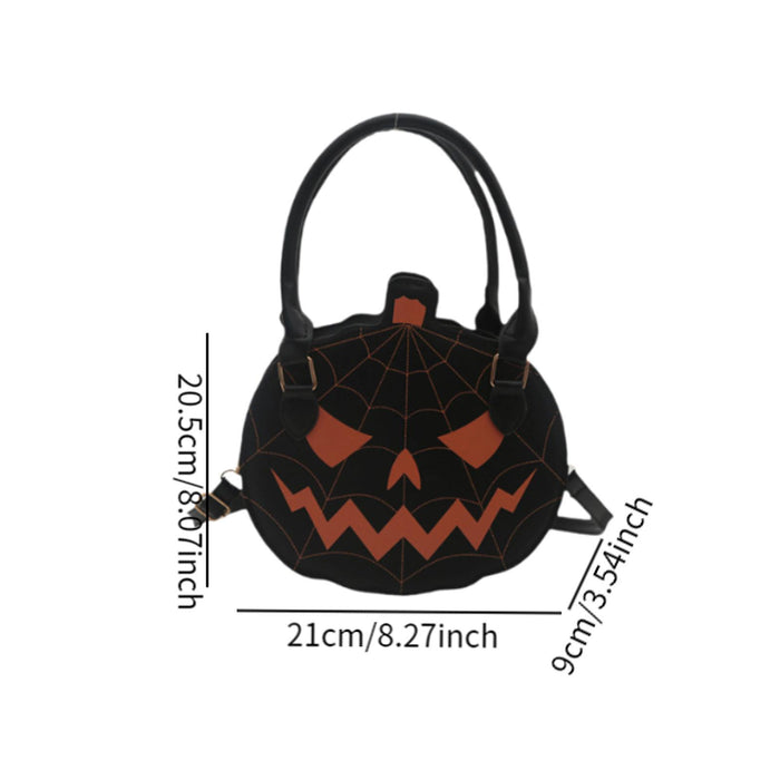 Pumpkin Crossbody Bag Funny Creative Novelty Halloween Themed Top Handle Bag Black Orange