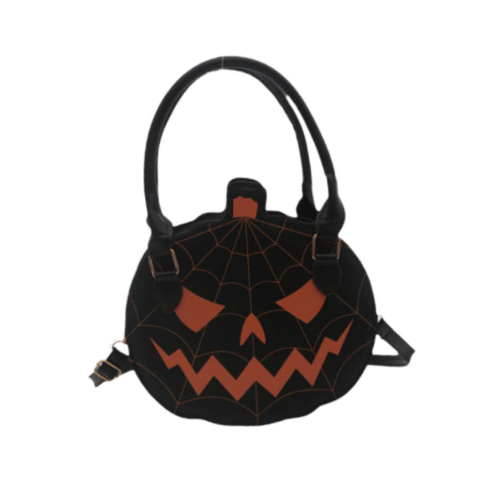 Pumpkin Crossbody Bag Funny Creative Novelty Halloween Themed Top Handle Bag Black Orange