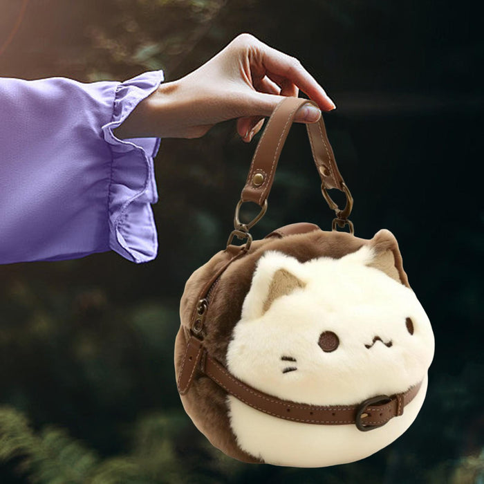 Cute Cat Plush Bag Stylish Funny Change Purse Gift Stuffed Toy Crossbody Bag Style A