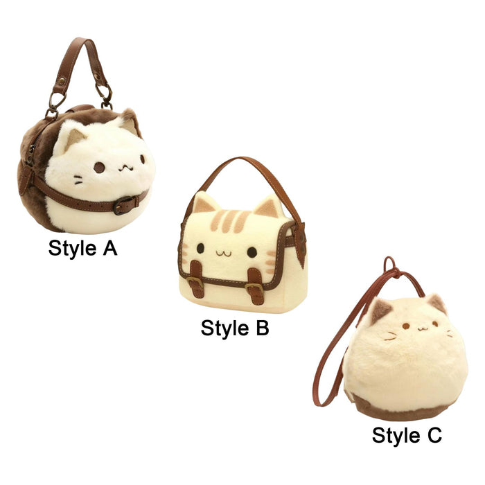 Cute Cat Plush Bag Stylish Funny Change Purse Gift Stuffed Toy Crossbody Bag Style A