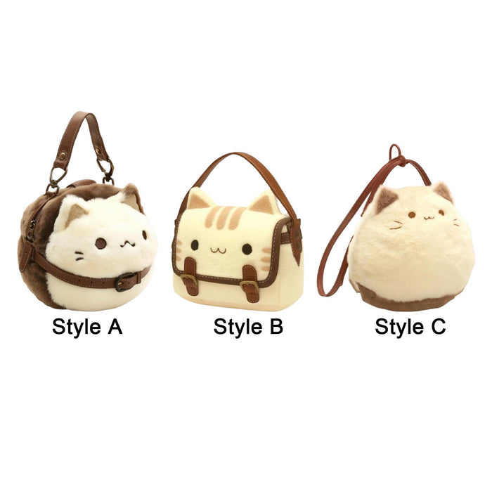 Cute Cat Plush Bag Stylish Funny Change Purse Gift Stuffed Toy Crossbody Bag Style A