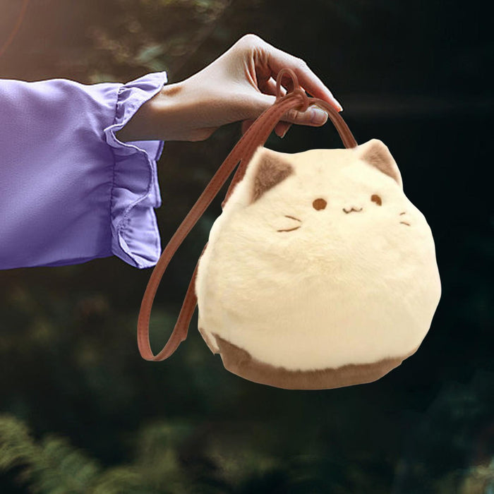 Cute Cat Plush Bag Stylish Funny Change Purse Gift Stuffed Toy Crossbody Bag Style C