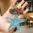 Starfish Keychain Sparkling for Women Keyring for Bag Backpack Birthday Gift Blue