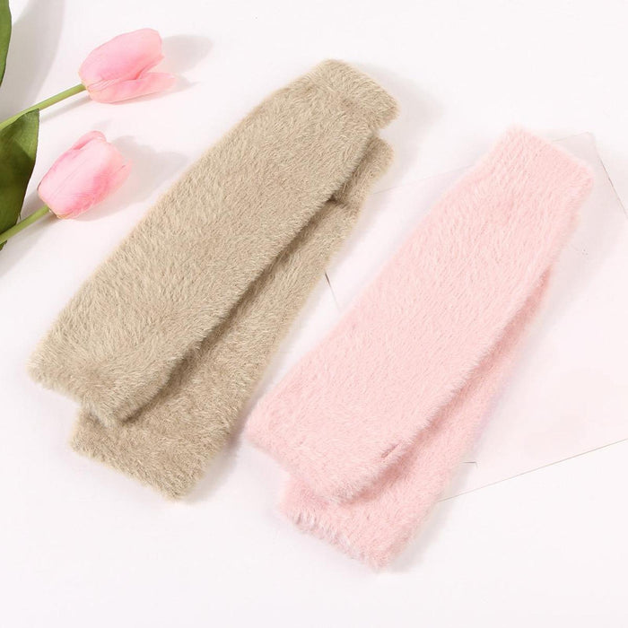 Winter Warm Fingerless Gloves Winter Mittens for Running Cold Weather Sports Beige