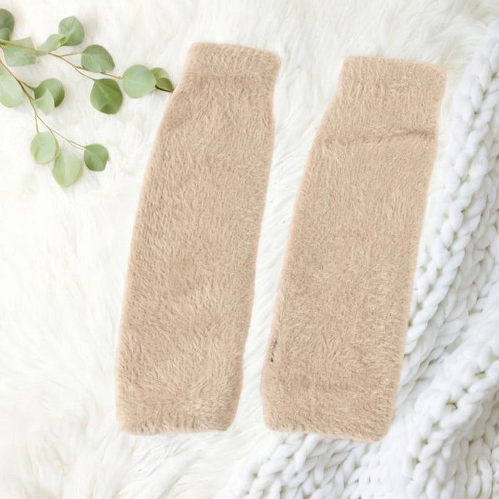 Winter Warm Fingerless Gloves Winter Mittens for Running Cold Weather Sports Beige