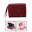 Small Wallet PU Leather Zipper Closure Heart Embroidered Trifold Card Wallet Red