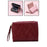 Small Wallet PU Leather Zipper Closure Heart Embroidered Trifold Card Wallet Red