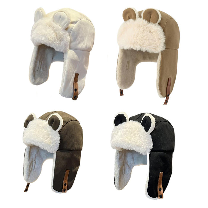 Women Trapper Hat Fashion Lightweight Plush Hat for Outdoor Biking Festivals Beige