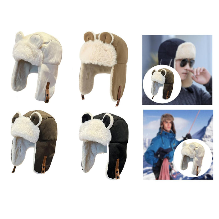 Women Trapper Hat Fashion Lightweight Plush Hat for Outdoor Biking Festivals Beige